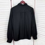 EXPRESS Satin Rhinestone Button Up Blouse Shirt Black Large Photo 8