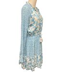 House of Harlow 1960 Boho Mini Dress Floral Long Sleeve Ruffle Tie Tassels Sz M Blue Size M Photo 2