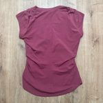 Athleta  | Women's Burgundy Red Outbound V Neck Short Sleeve Athletic Top, Size S Photo 2