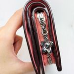 Coach  Floral Print Pink Canvas Leather Bifold Wallet Photo 3