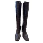 via spiga Italian Leather Brown Snakeskin Knee-High Riding Boots Womens 5.5M SKU Photo 6