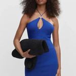 Mango MNG Halter Neck Blue Dress With Metal Detail NWT Size 8 Photo 2