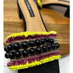 ZARA  Sandals Womens Black Hand Beaded Fringed Mule Slide Sandals Size‎ 41 Photo 6