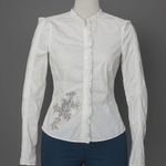 Liberty Love Johnny Was For Love and Liberty Womens Top Size S Ruffle Gothic Embroidered Vamp Photo 0