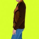 Vintage 70’s Rochelle California Brown Patchwork Leather Hippie Sweater Cardigan Size L Photo 5