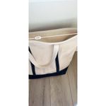 Lands' End Vtg  Tote Bag HUGE XL Black Ivory Heavy Duty Canvas Classic Carryall Photo 3