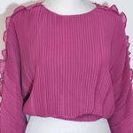 VICI  X Emily Travis Magenta Pleated Full Sleeve Crop Top Size Small Photo 3