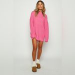 Beginning Boutique  Adaline Pink Oversized Sweater Dress Long Line Crewneck US 2 Photo 3