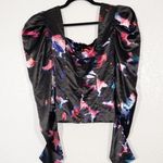 Badgley Mischka New Black Bustier Floral Top Size 6 Photo 6