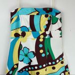 Y2K Hippie Print Strapless Dress Sz 12 Mini Midi Funky Retro Blue Photo 2