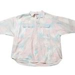 Vtg Cabrais Button Up Pink Green Hawaiian Short Shirt Coconut Girl Tropical Multiple Size M Photo 0