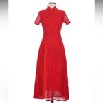 Amazon Chinese Red Lace Midi Dress Size Small Photo 4