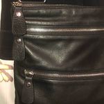 MARGOT Black Leather Crossbody Messenger Bag w/ Two Zip Pockets Top Zip Closure Photo 9