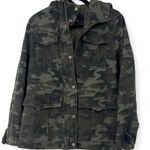 Lucky Brand  | S | Women's Hooded Twill Anorak Jacket Coat Camo Green Drawstring Photo 1