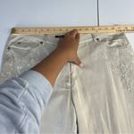 Anthony Sicari Silk Denim Lightweight Floral Sequin Beaded Bootcut Pants Size 14 Tan Photo 11