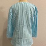 Etcetera Blue and White Stripe 3/4 sleeve button down top Photo 9
