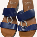 Italian Shoemakers Blue and Brown Sandals with Cushioned Insole Photo 0