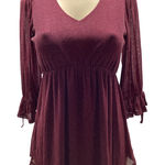 Siren Lily  Small Shimmery Lined Maternity 3/4 Tie Sleeve Top, New With Tags. Photo 0
