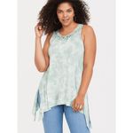 Torrid  Tie Dye Super Soft V-Neck Crochet Inset Sharkbite Hem Tank 00 Medium Photo 6