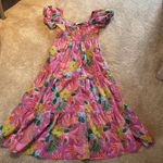 Listicle NWT  Floral Puff Sleeve Tiered Smocked Maxi Poplin Cotton Dress LARGE Photo 6