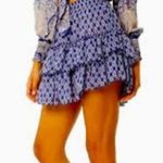 MISA Los Angeles Nahla Blue White Ruffled Mini Skirt Tiered Smocked Waist M Photo 3