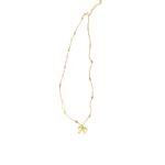 Gold Tone Bow Charm Initial R Necklace Beaded Chain Delicate Dainty New Photo 2