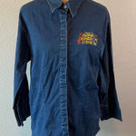 Disney Animal Kingdom Embroidered Button Down Shirt Denim Size Large Blue Size M Photo 0