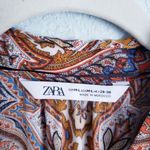 ZARA  Bohemian Paisley Side Slit V-Neck Long Sleeve Maxi Dress Photo 3