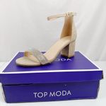 Top Moda Diamond-1 Rose Gold Glitter Block Heel Ankle Strap Sandals Size 8 Photo 0