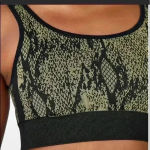 Fabletics Kamila Seamless Bra Women's XS Green Reptilia Black Stretch Athletic Photo 2