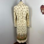 Jeanne Durrell Vintage Neutral 3 Piece Floral Long Sleeve Dress Scarf & Belt Brown Size M Photo 4