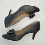Kate Spade  Size 9 Peep Toe Pumps Satin Upper Evening Heel Deep Gray Bow Detail Photo 1