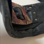 Inherited leather vintage clutch with engraved wood and stud accents Black Photo 7