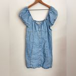 Madewell  babydoll denim dress puff sleeve Margie light blue button front 8 Photo 1