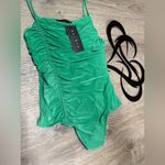 New 21 Saints Ruched Green One Piece Swim Suit | Body Suit Size M Photo 2