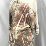 Twenty One 2000s Y2K  Cream Red Floral Asymmetrical Top Sz M Fairy Grunge Emo Alt Photo 2