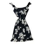 Vintage Kelly and Diane Silk Mini Dress Black White Beaded Floral Size 2 Photo 1