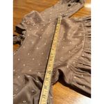 MINE Brown Floral Babydoll Dress Small Ruffled S Women’s Beige Photo 7