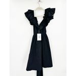 Hill House  Home Smocked Back Ruffle Sleeve Ana Mini Dress Black Size S Photo 1