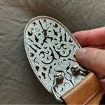 Liz Claiborne Leather Belt Silver Buckle. Size Medium. Photo 7