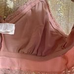 Aerie  Light Pink Ribbed Longline Eyelash Lace Bralette XL Photo 3