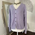 Hippie Rose  Chunky Coquette Lilac Light Purple Knitted Knit Button Up Cardigan M Photo 1