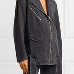 Nanushka Charcoal Black Cite Oversized Denim Belted Moto Biker Jacket Size XS Photo 0
