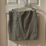 Loft  Cream/Black Striped Elastic Waist Aline Skirt S Photo 3