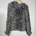 $295 KATE SPADE Vintage 'Lynette' Leopard Print Silk Ruffled Blouse Shirt Top 8 Photo 1