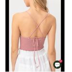 Love Tree Ribbed Bodysuit V-Neck Crisscross Tie Back Sleeveless Mauve Bodysuit Photo 1