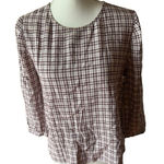 Treasure & Bond Treasure Bond Plaid Blouse Top 3/4 Sleeve Round Neck Classic Career Casual Small Photo 0