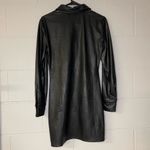 Vintage Havana Black Leather Ruched Shirt Dress Long Sleeve Women’s Size Small Photo 6