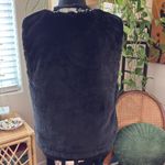 Free People Black Faux Fur Floral Brocade Trim Lined Tie Front Vest Photo 1