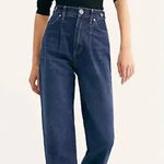 Free People We The Free Dark Wash Pleated High Rise Mom Jeans Photo 0